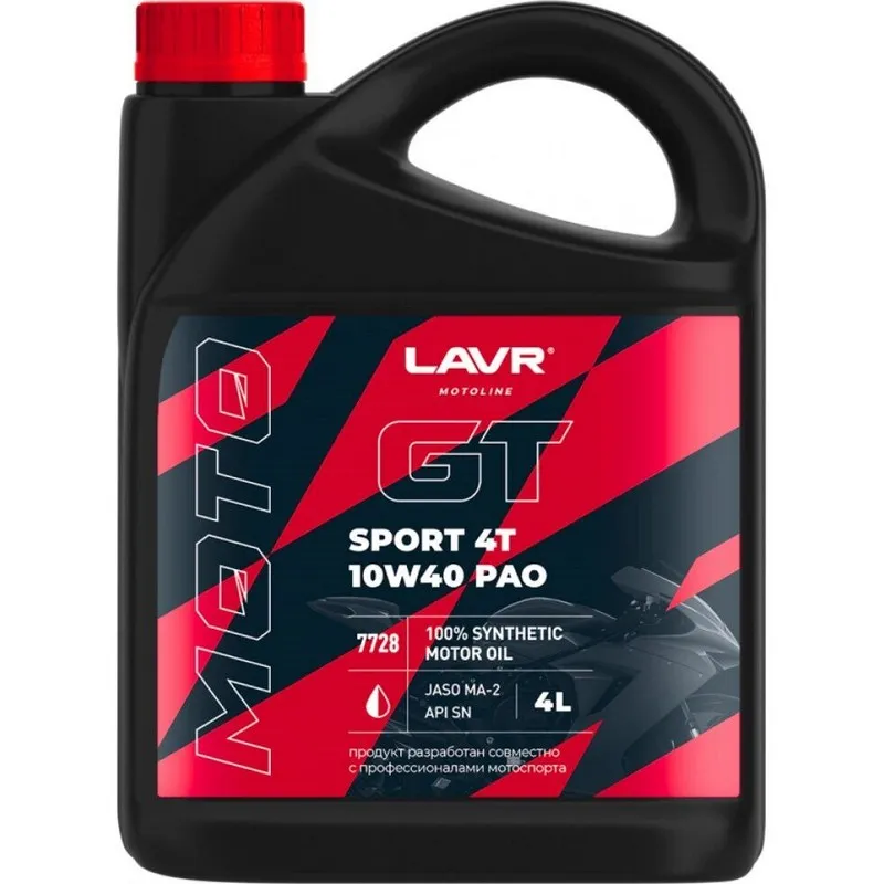 Моторное масло GT SPORT 4T 10W-40 SN ( 4 л.) LAVR MOTO LN7728